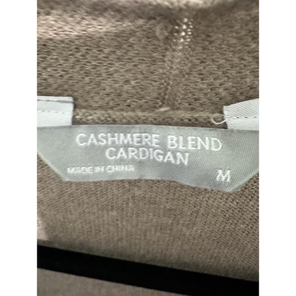 CASHMERE Blend Cardigan Long Sleeve Tan Size M Lightweight Soft Beige - Picture 4 of 6